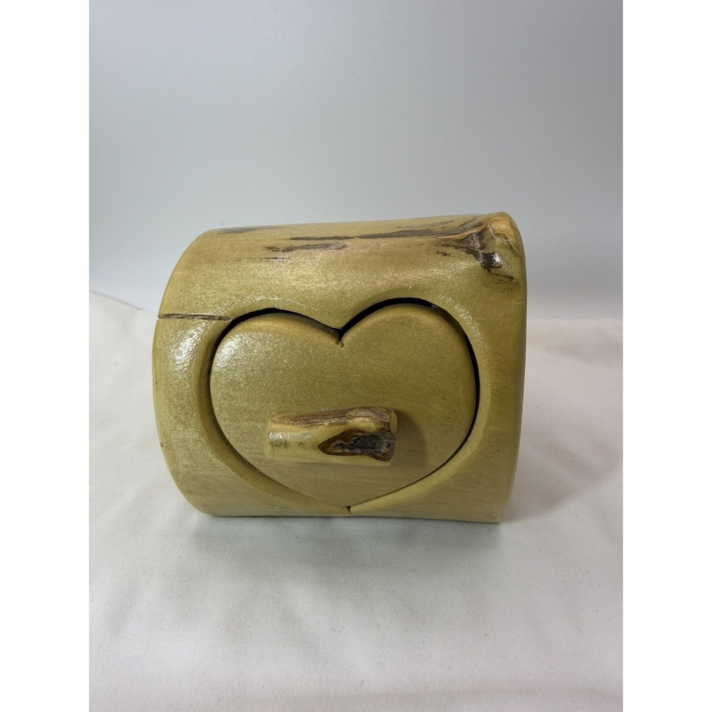 Nature Turns Aspen Wood Creations Trinket box hand carved heart shaped